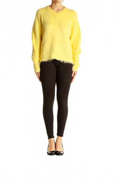 Madewell Brushed V Neck Alpaca Sweater In Lemon In Yellow