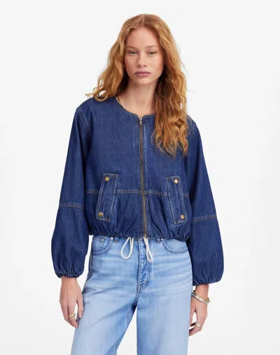 Madewell Bubble-sleeve Jean Bomber Jacket In Newkirk Wash