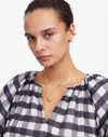 Madewell Gingham Bubble Sleeve Top In True Black