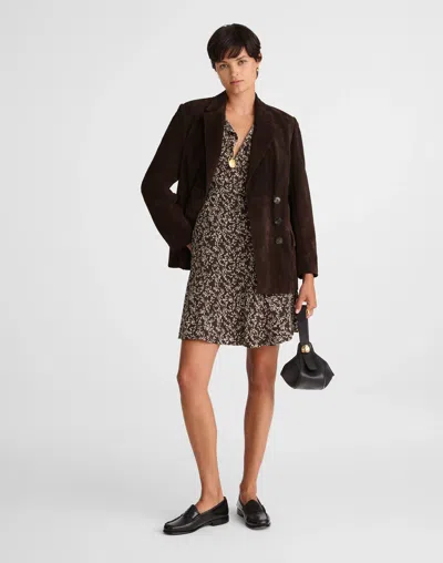 Madewell Button-front Boatneck Mini Dress In Animal Print