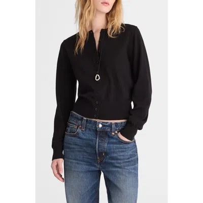 Madewell Button Front Cotton Cardigan In Black
