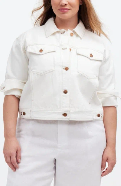 Madewell Button Front Denim Jacket In Tile White