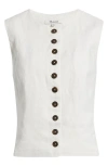 Madewell Button Front Shell Top Ivory Linen In White