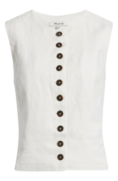 MADEWELL MADEWELL BUTTON FRONT LINEN SHELL TOP