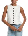 Madewell Button Front Shell Top Ivory Linen In White
