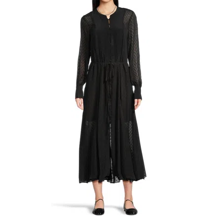 Madewell Button Front Long Sleeve Dress In Black