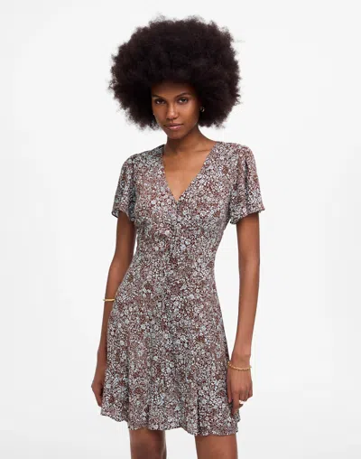 Madewell Button-front Mini Dress In Adelaide Floral Henna