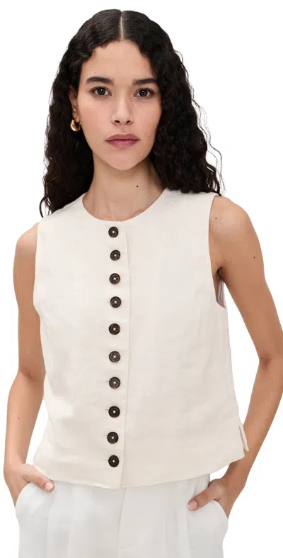Madewell Button Front Shell Top Ivory Linen In White