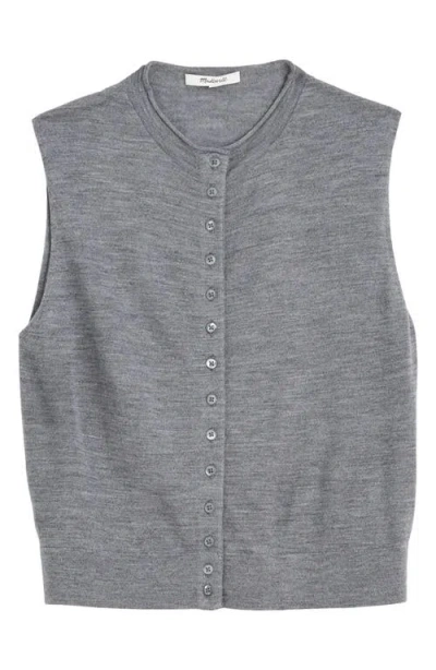 Madewell Button Front Sleeveless Cardigan In Gray
