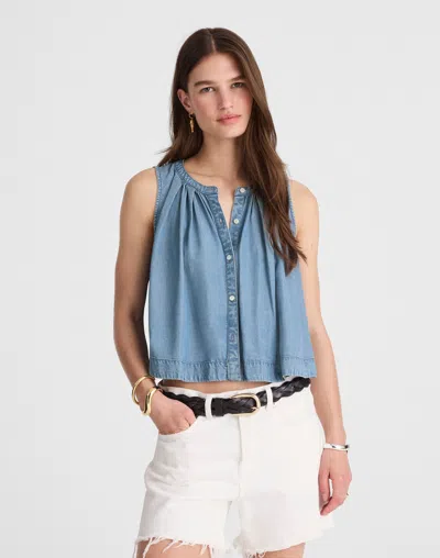 Madewell Button-front Tank In Blue