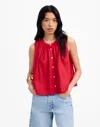 Madewell Cotton Button-up Tank Top In Red