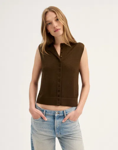 Madewell Button-front Sleeveless Cardigan In Brown