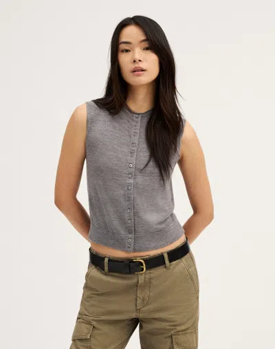 Madewell Button-front Sleeveless Cardigan In Gray
