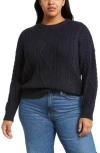 Madewell Cable Knit Crewneck Sweater In Purple