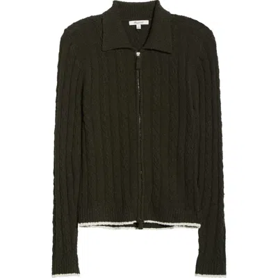 Madewell Cable Knit Zip Cardigan In Green