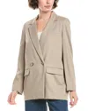 Madewell Caldwell Double-breasted Linen-blend Blazer In Neutral