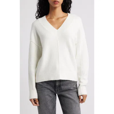 Madewell Calina Deep V-neck Sweater In White