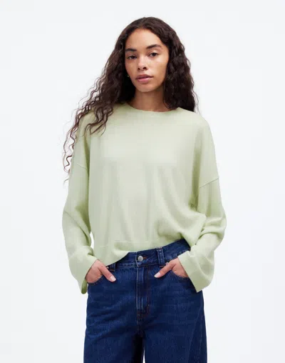 Madewell Cashmere Boxy Sweater In Pale Green