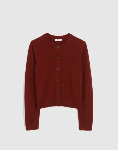 Madewell Cashmere Button-front Cardigan Sweater In Burgundy