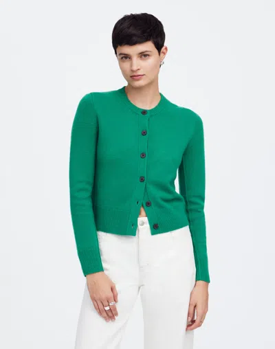 Madewell Cashmere Button-front Cardigan Sweater In Verdant Green