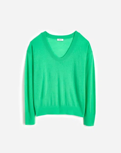 Madewell Cashmere U-neck Pullover In Bright Lime