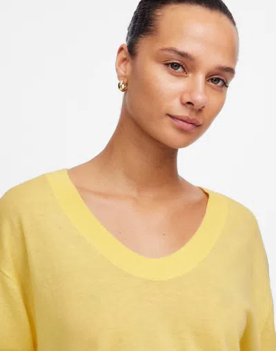 Madewell Cashmere U-neck Pullover In Iced Lemon