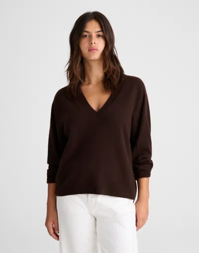 Madewell Cashmere V-neck Sweater In Molasses
