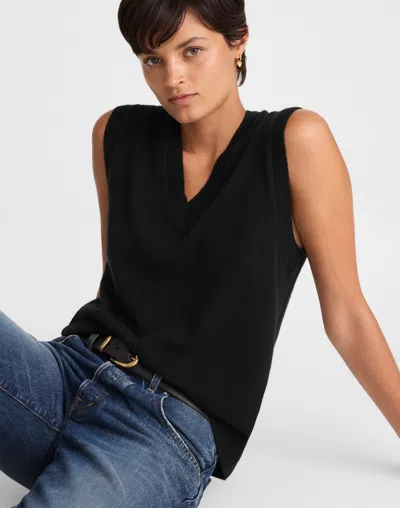 Madewell Cashmere V-neck Sweater Vest In Black