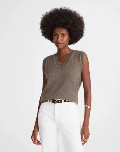 Madewell Cashmere V-neck Sweater Vest In Brown