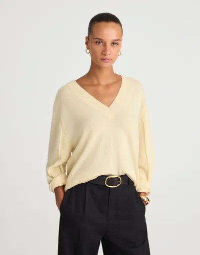 Madewell Cashmere V-neck Sweater In Yellow