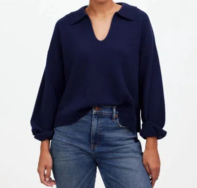 Madewell Cashmere-wool Blend Polo Sweater In Bright Cobalt