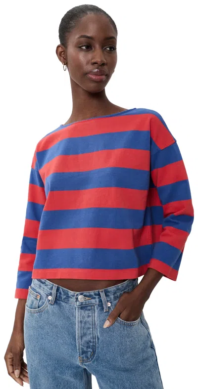 Madewell The Rugby Club Cotton Boat Neck Long Sleeve T-shirt In Multi