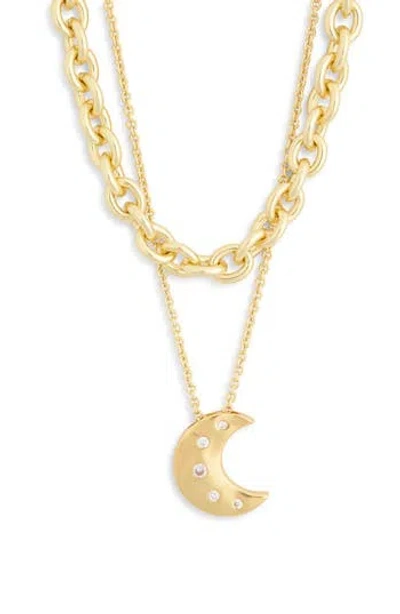 Madewell Celestial Moon Crystal Layered Pendant Necklace In Gold