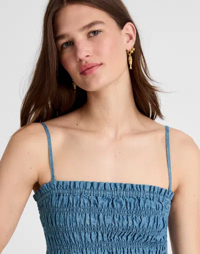 Madewell Chambray Smocked Tank