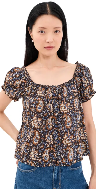 Madewell Chateau Top Block Paisley Molasses In Multi