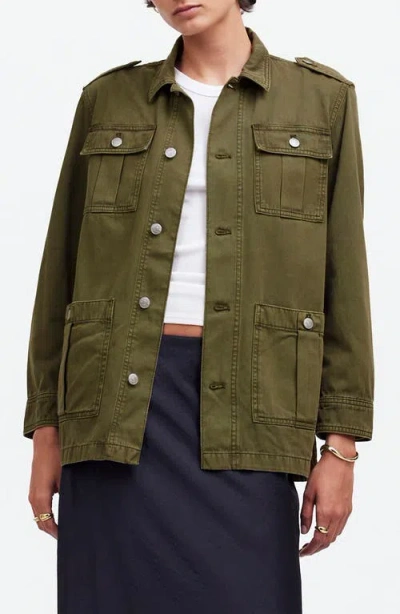 Madewell Chino Safari Jacket In Green