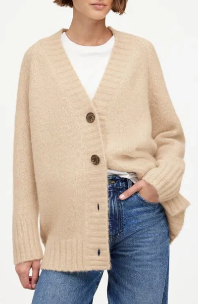 Madewell Chunky Alpaca Blend V-neck Cardigan In Heather Powder