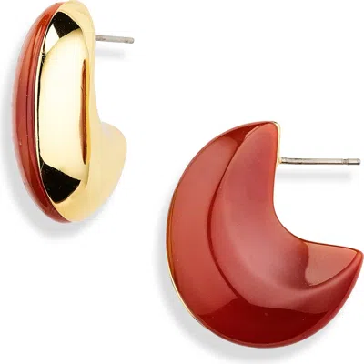 Madewell Chunky Half Stone Hoop Earrings In Red