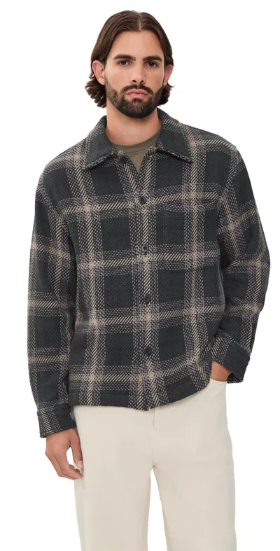 Madewell Chunky Twill Shirt Jacket Obsidian Moss Chunky Plaid In Black