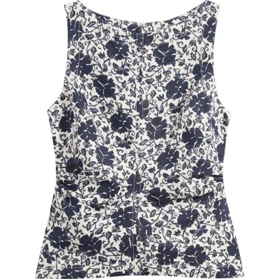 Madewell Cinched Boatneck Sleeveless Linen Top In Multi