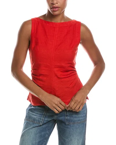 Madewell Cinched Boatneck Sleeveless Linen Top In White