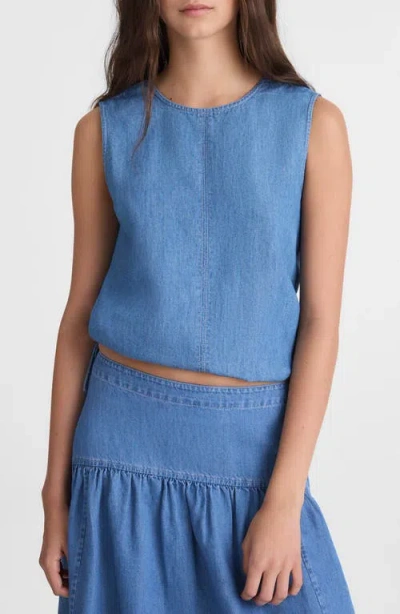 Madewell Cinched Denim Shell Top In Blue
