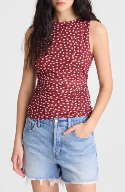 Madewell Cinched Double-layered Mesh Top In Multi