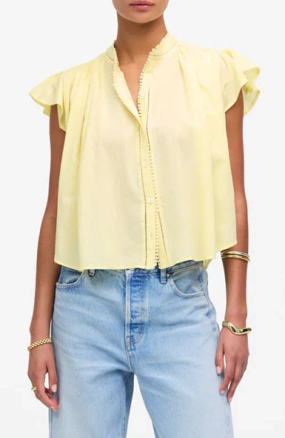 Madewell Circle Trim Flutter Sleeve Shirt In Yellow