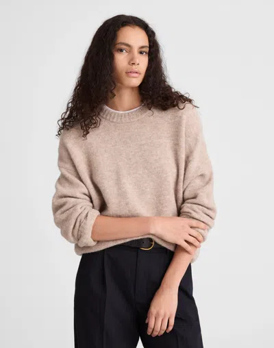 Madewell Cloudsoft Drop-shoulder Crewneck Sweater In Brown