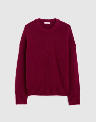 Madewell Cloudsoft Drop-shoulder Crewneck Sweater In Burgundy