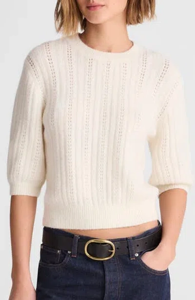 Madewell Cloudsoft Short Sleeve Sweater In Antique Cream