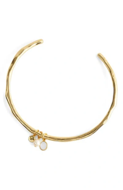 Madewell Cluster Pendant Hammered Choker Necklace In Gold