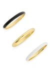 Madewell Colorblock 3-piece Enamel Ring Set In Antique Cream