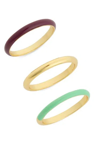 Madewell Colorblock 3-piece Enamel Ring Set In Pale Gold